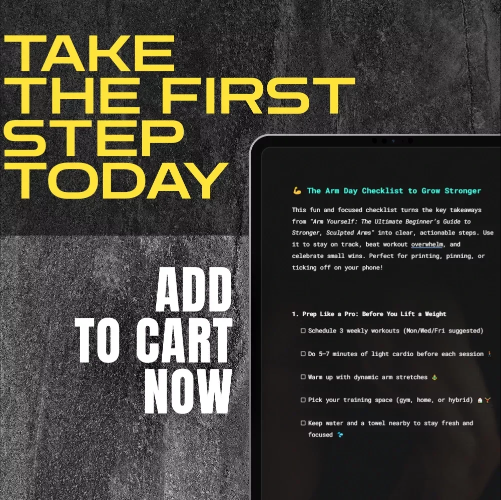The Arm Day Checklist to Grow Stronger – Printable Arms Workout Routine Guide for Men & Women | Fitness eBook, Training Planner & Gym Checklist