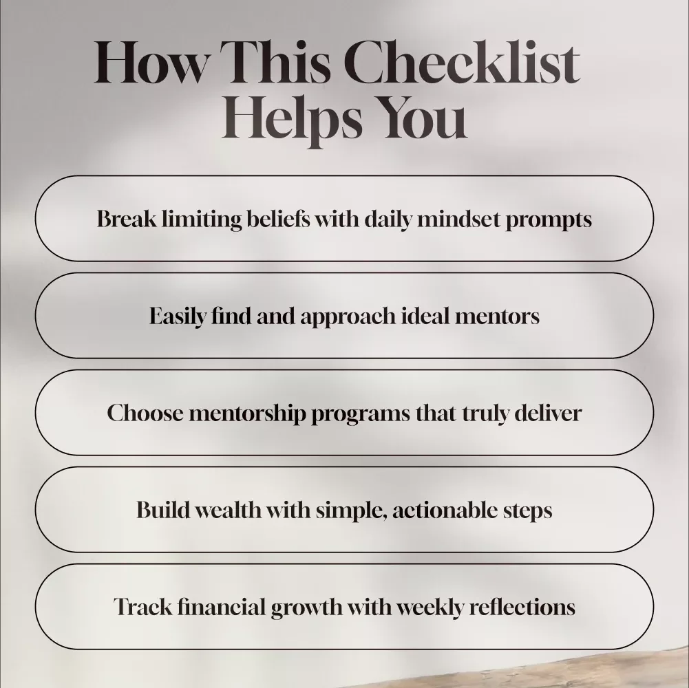 The Wealth Mindset Action Checklist – Digital Wealth Mindset Checklist for Mentorship Programs & Financial Growth