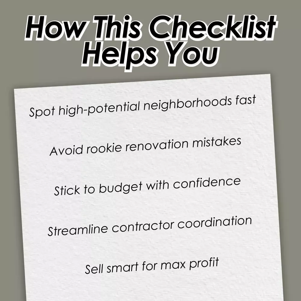 The Ultimate Fix & Flip Action Checklist | Real Estate Investment Strategy Guide | Digital Download for Fix and Flip Investors