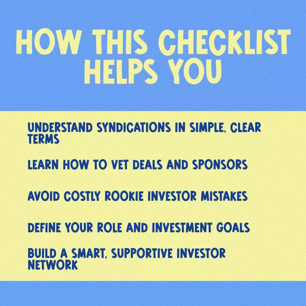 The Rookie Investor’s Real Estate Syndication Checklist | Real Estate Syndication for Beginners Digital Download Guide