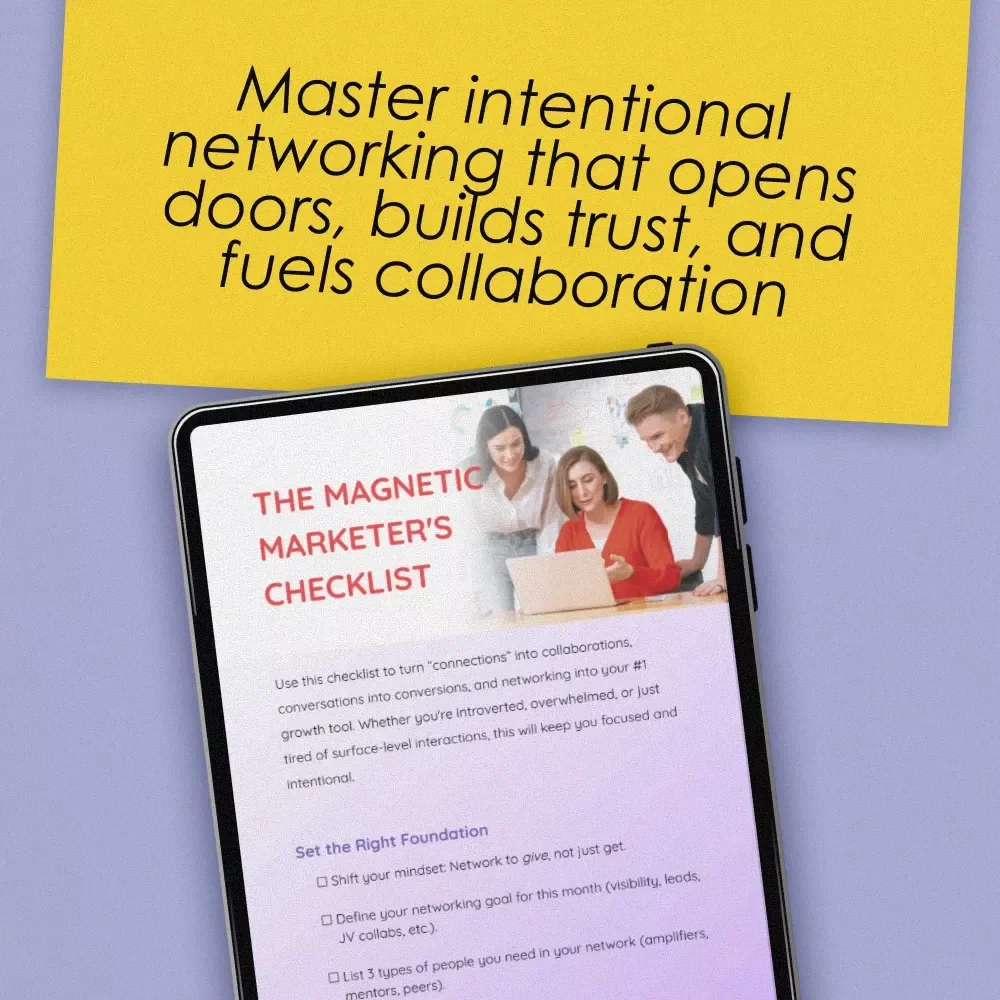 The Magnetic Marketer's Checklist | Digital Download for Networking Techniques for Marketers Scaling Online Businesses | eBook + Printable PDF