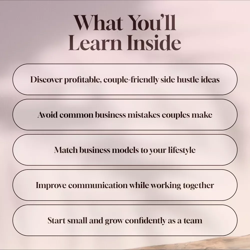 Love & Hustle: Smart Part-Time Business Ideas for Couples Who Want to Build Together – Digital Guide for Couples, Side Hustle eBook, Small Business Ideas for Two