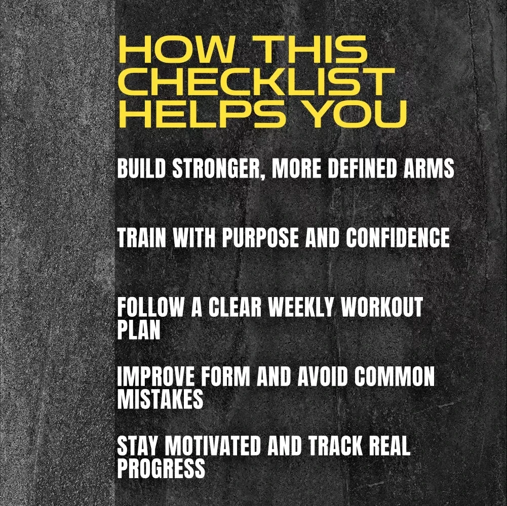 The Arm Day Checklist to Grow Stronger – Printable Arms Workout Routine Guide for Men & Women | Fitness eBook, Training Planner & Gym Checklist