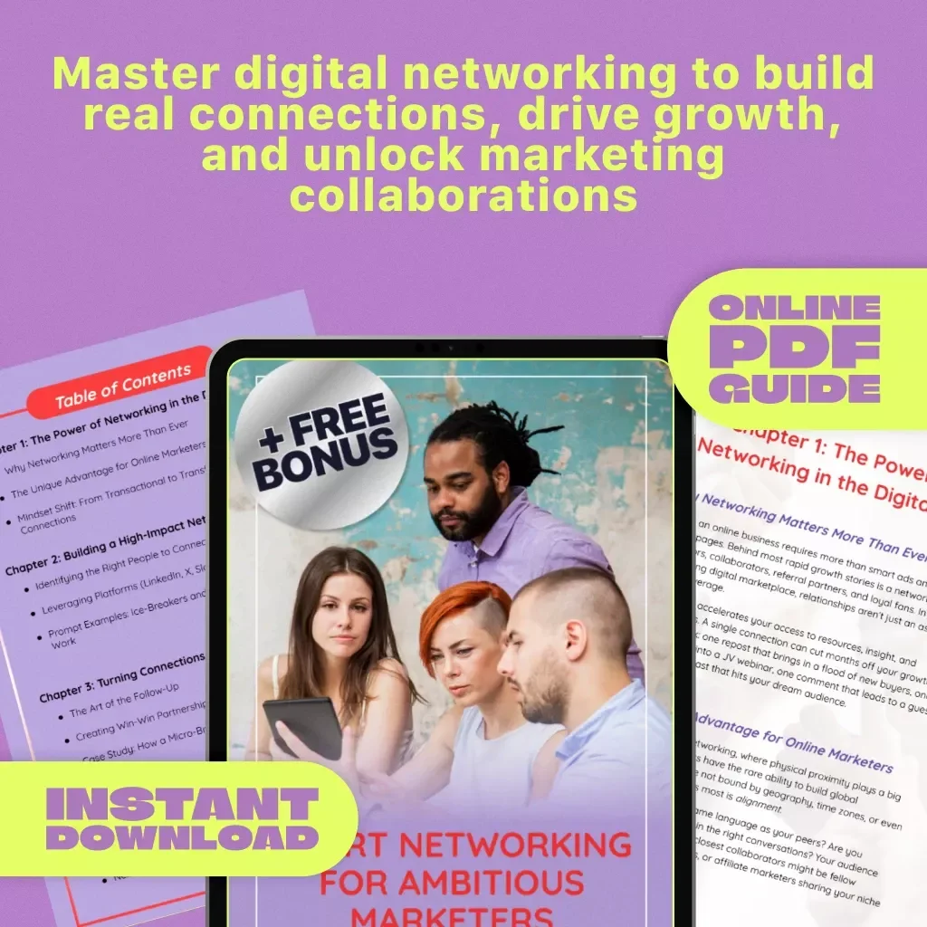 Smart Networking for Ambitious Marketers | Guide to Networking Techniques for Marketers Scaling Online Businesses | Digital Download PDF