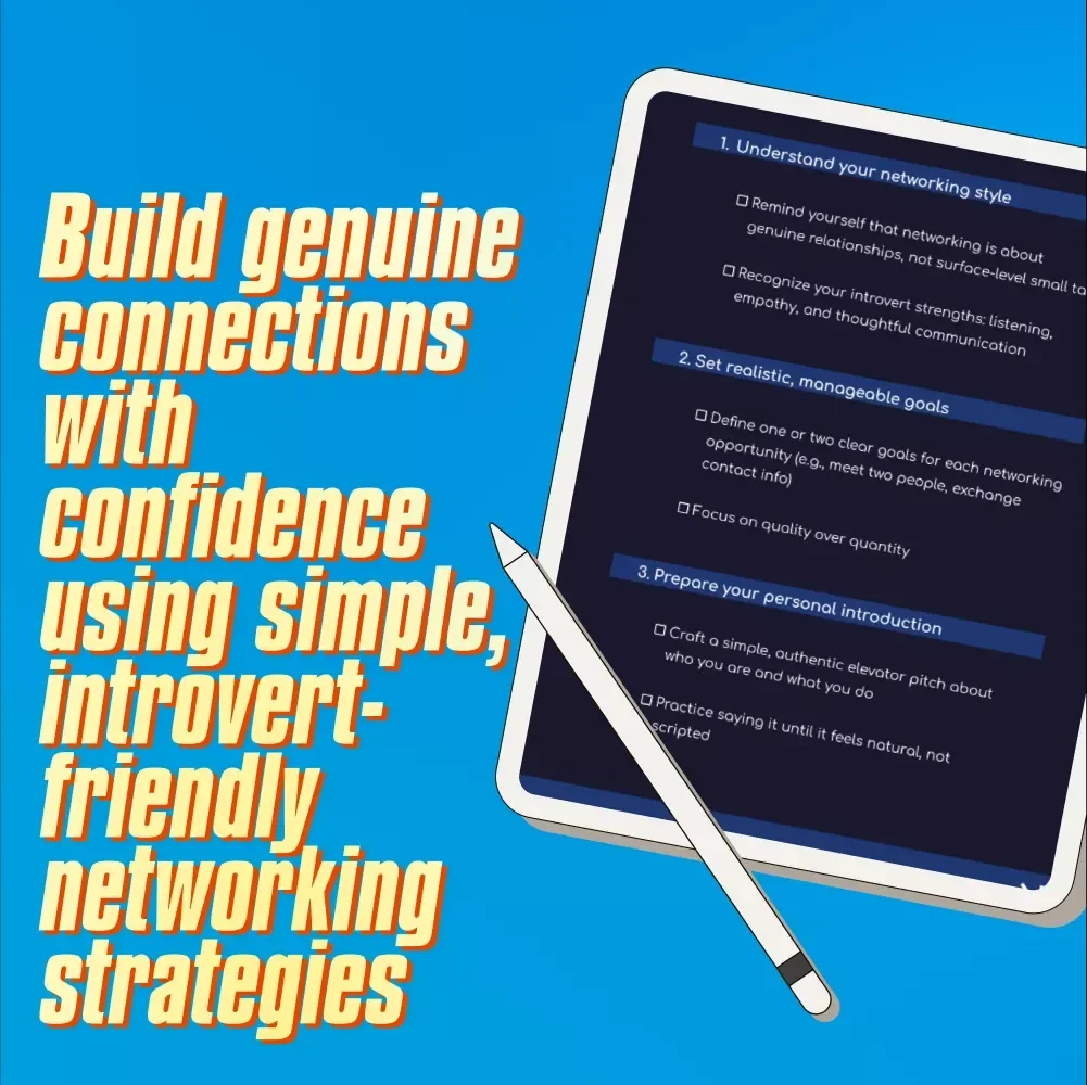 Networking Made Easy Checklist | Networking for Introverts Seeking Business Connections | Printable Digital Download Guide