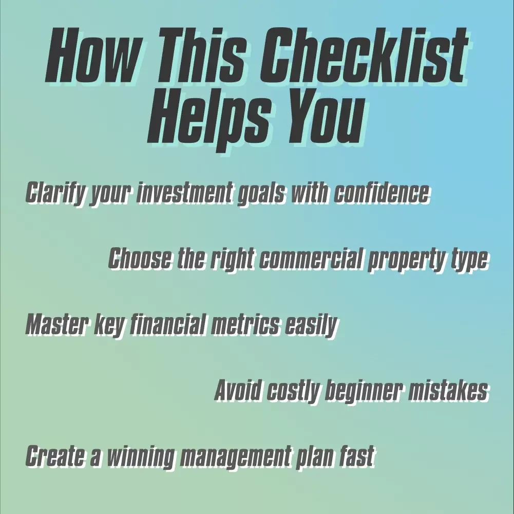 Your Smart Start Checklist for Commercial Property Success – Commercial Property Investment Guide, eBook for New Investors, Digital Download