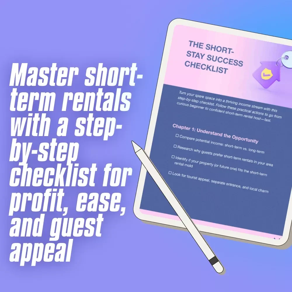 The Short-Stay Success Checklist | Short-Term Rental Income Strategies | Airbnb Hosting Guide | Digital Download