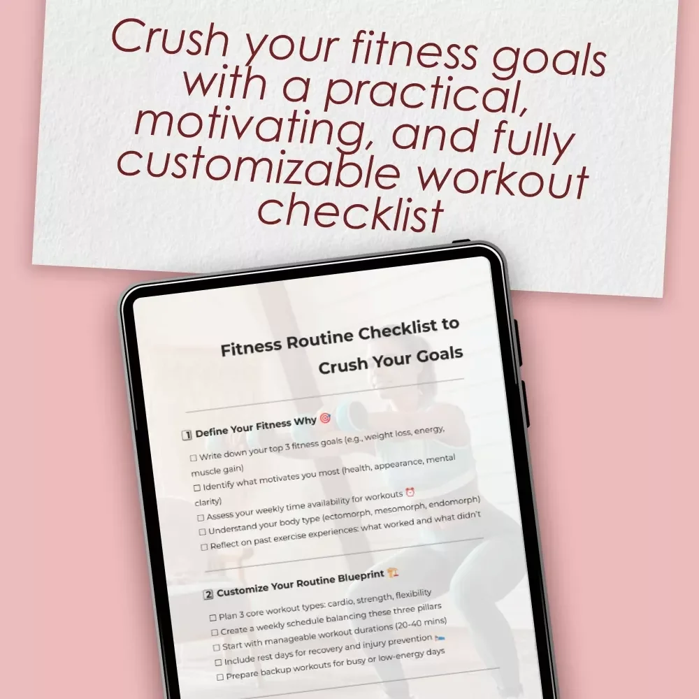 Fitness Routine Checklist to Crush Your Goals | Best Exercise Routine Digital Download, Printable Fitness Planner, Workout Motivation Guide