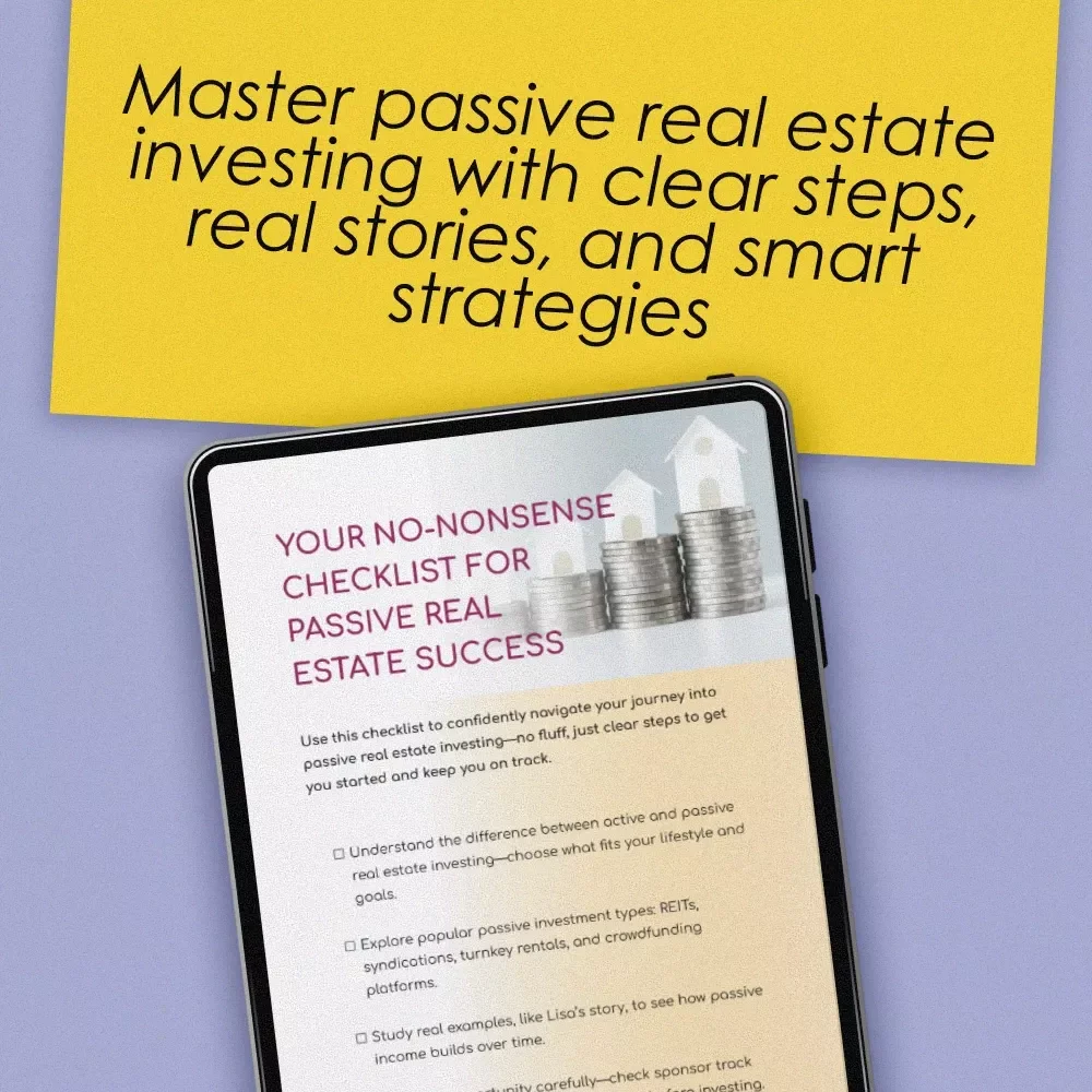 Your No-Nonsense Checklist for Passive Real Estate Success | Passive Real Estate Investing Opportunities Guide | Digital Download