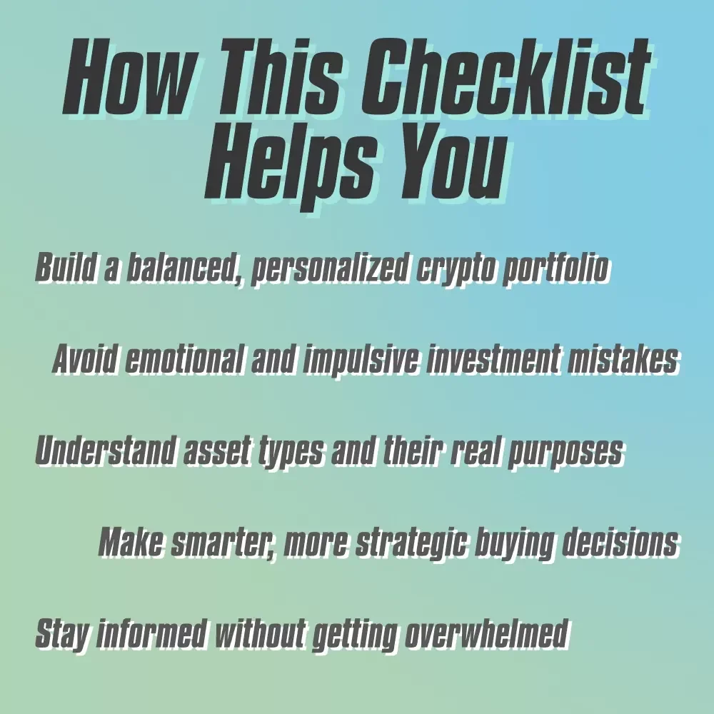 The Crypto Confidence Checklist – Cryptocurrency Portfolio Diversification Guide for Smarter Investing | Printable & Digital Download