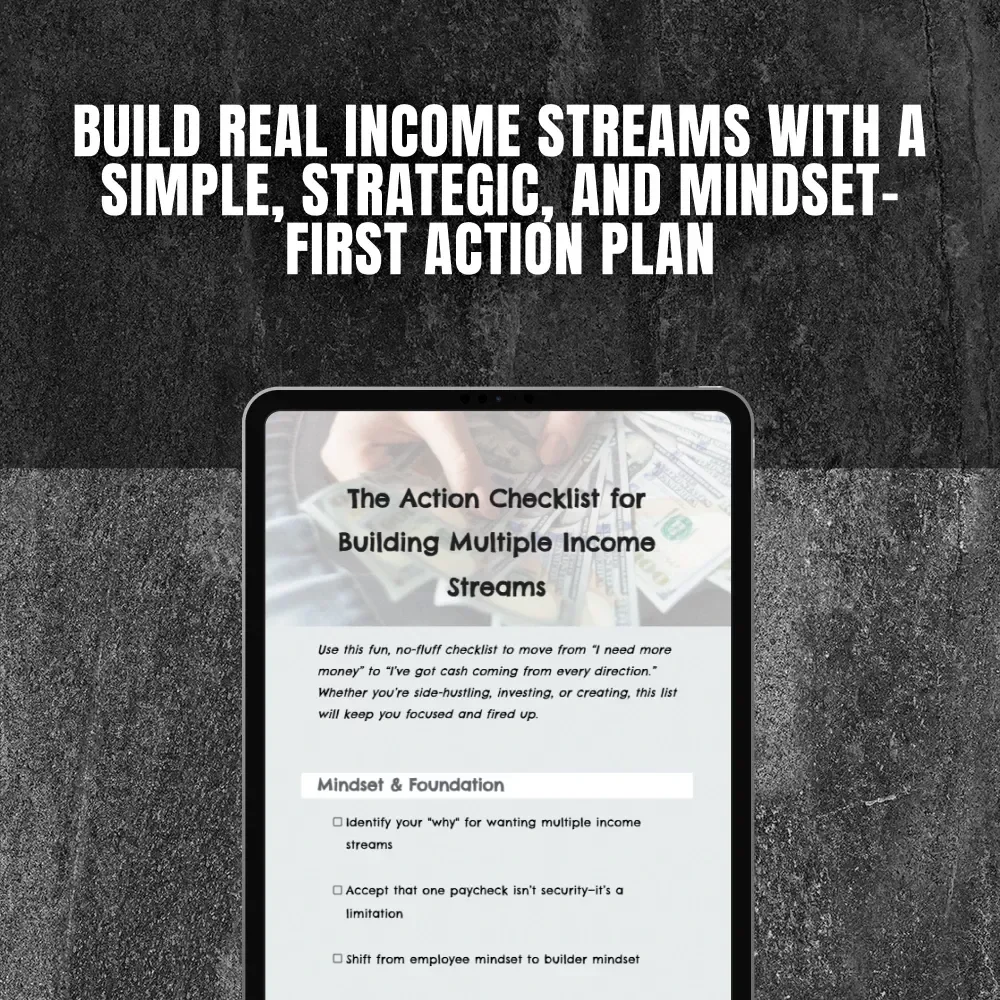 The Action Checklist for Building Multiple Income Streams | Printable Digital Download | How to Create Multiple Income Streams Guide