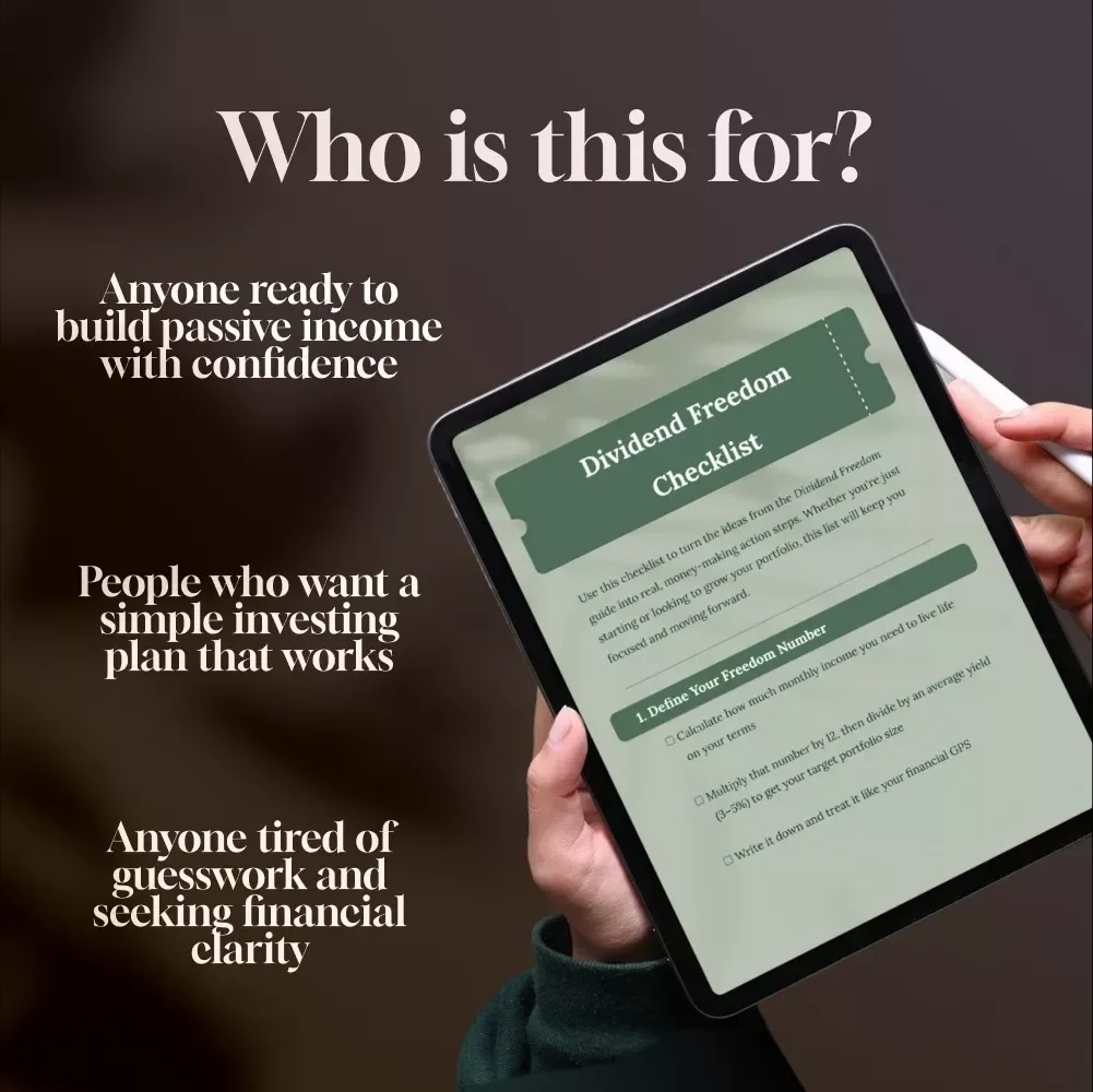 Dividend Freedom Checklist | Digital Download for Financial Freedom Through Dividend Investing | Beginner-Friendly Dividend Investing Checklist PDF