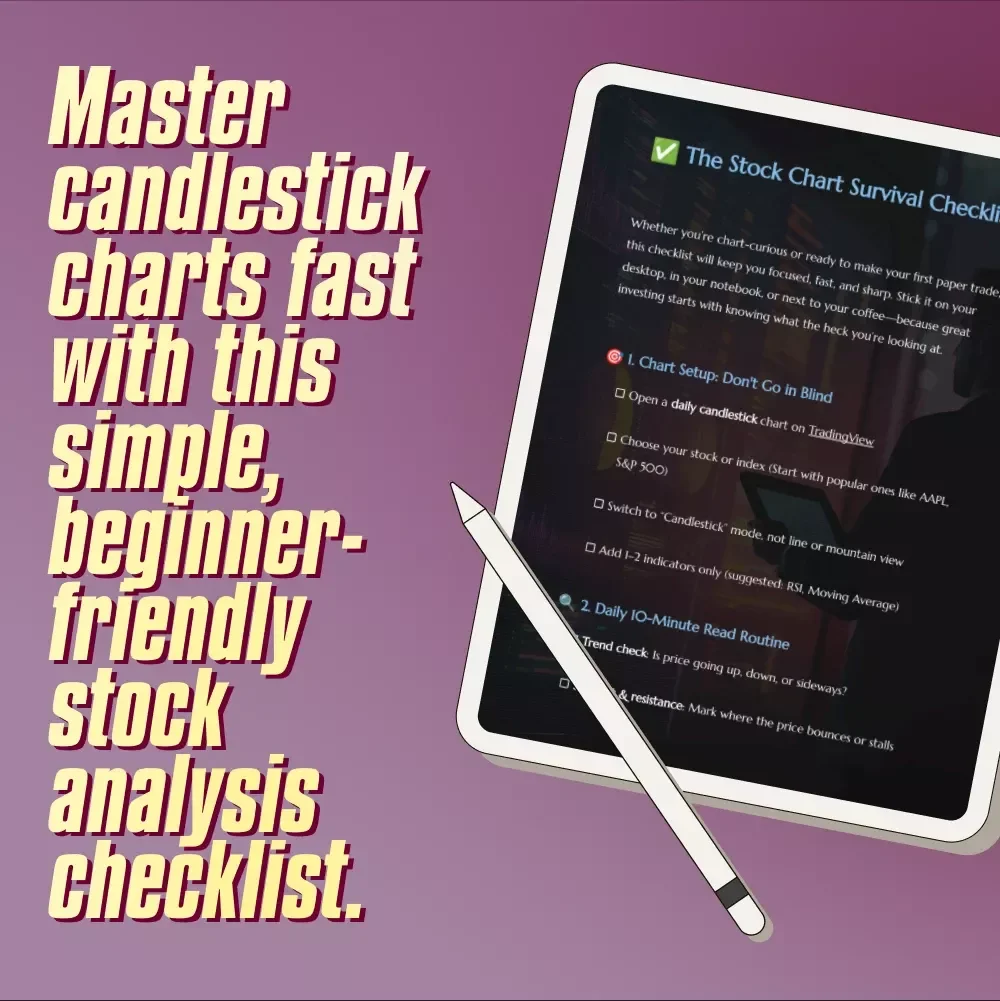 The Stock Chart Survival Checklist – Digital Download | How to Study Share Market Graph | Candlestick Chart Trading Guide for Beginners