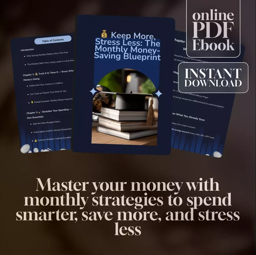 Keep More, Stress Less: The Monthly Money-Saving Blueprint | Save More Money Each Month | Budget eBook | Digital Download PDF Guide
