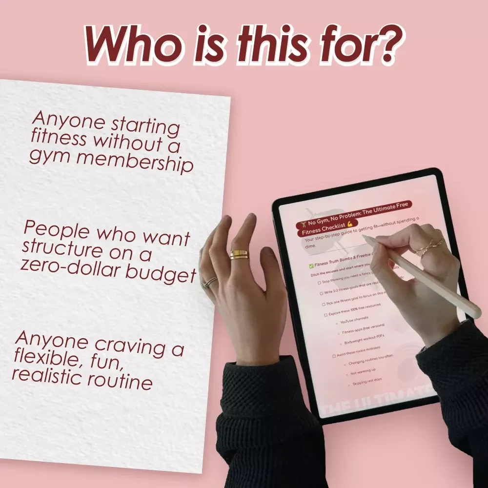 No Gym, No Problem: The Ultimate Free Fitness Checklist – Printable Free Gym Routine | Digital Workout Guide for Home Fitness & Motivation