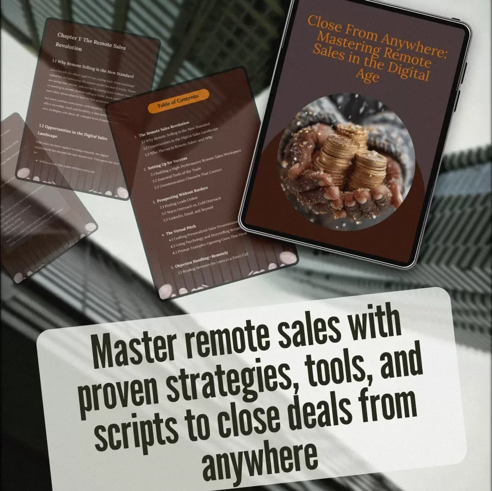 Close From Anywhere: Mastering Remote Sales in the Digital Age | Remote Sales Techniques eBook Guide | Work from Home Sales Strategy PDF