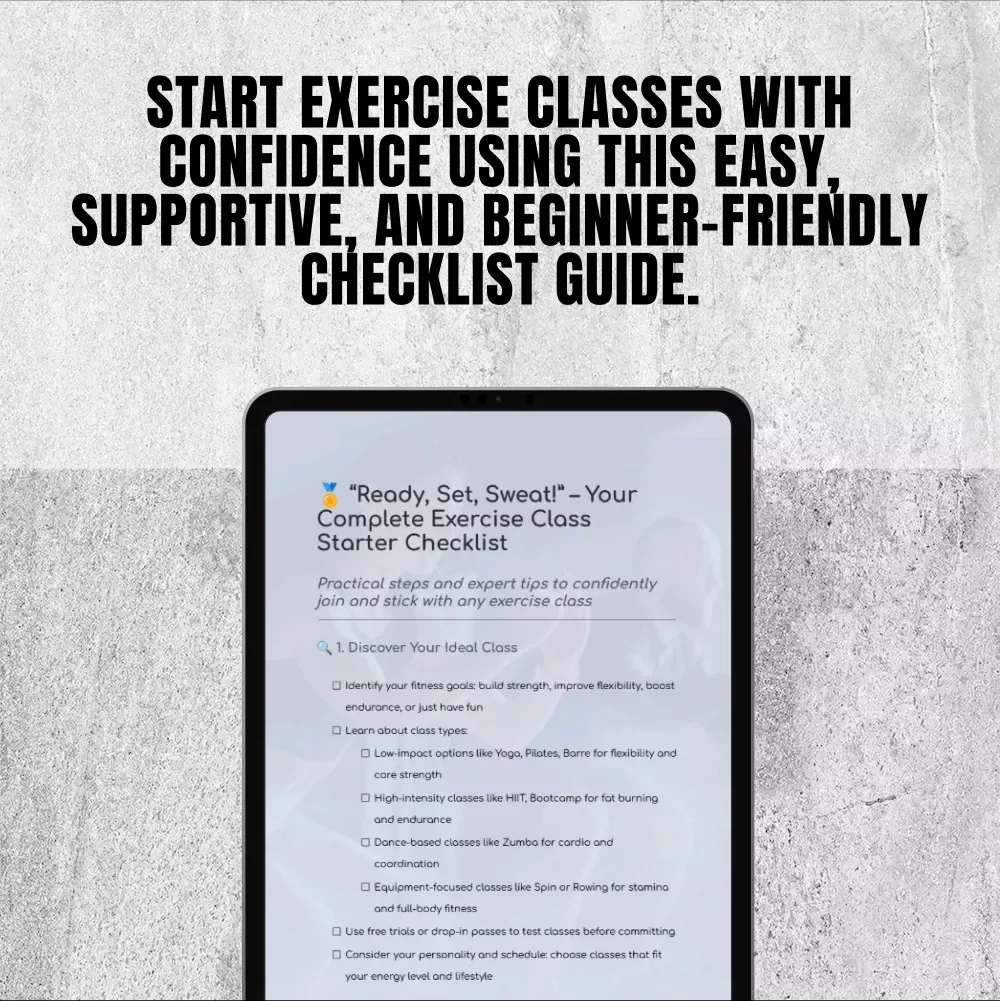 “Ready, Set, Sweat!” – Your Fun & Friendly Exercise Class Starter Checklist | Digital Fitness Class Guide & Checklist for Beginners | Exercise Classes Planning Printable