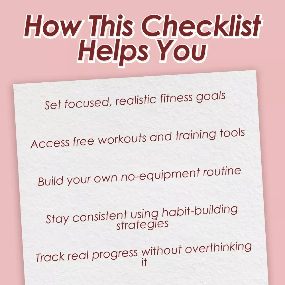 No Gym, No Problem: The Ultimate Free Fitness Checklist – Printable Free Gym Routine | Digital Workout Guide for Home Fitness & Motivation