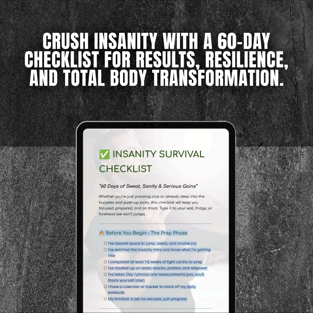 60 Days of Sweat, Sanity & Serious Gains | Insanity Workout Printable Checklist | Fitness Tracker | Digital Download | Home Workout Plan