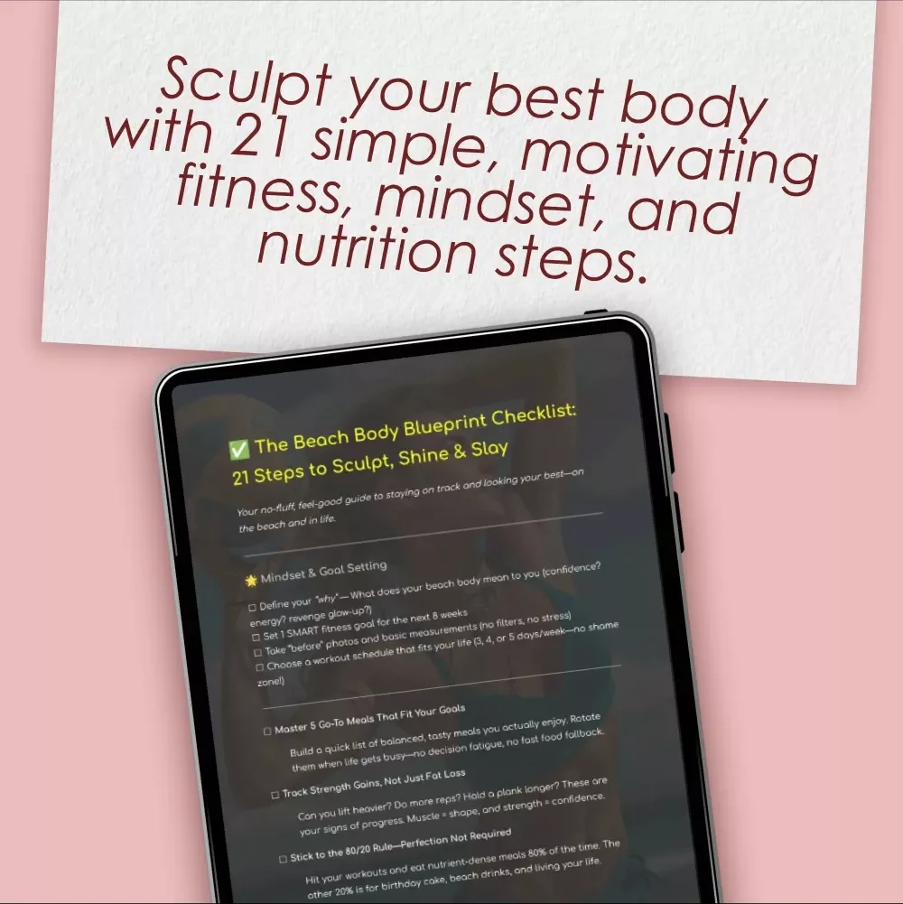 The Beach Body Blueprint Checklist: 21 Steps to Sculpt, Shine & Slay | Digital Download for Beach Body Workout Goals, Fitness Guide, Wellness Planner