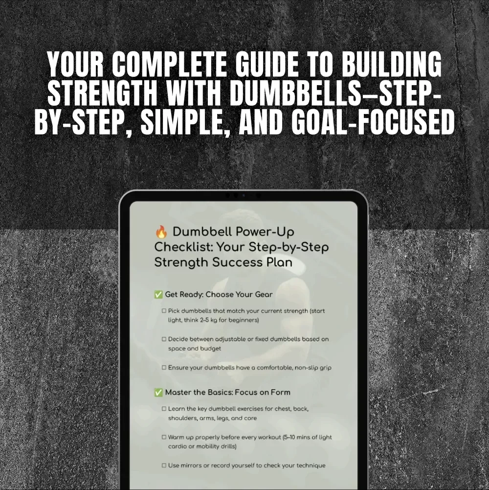 Dumbbell Power-Up Checklist: Your Step-by-Step Strength Success Plan | Printable Dumbbell Workout Routine Guide for Beginners