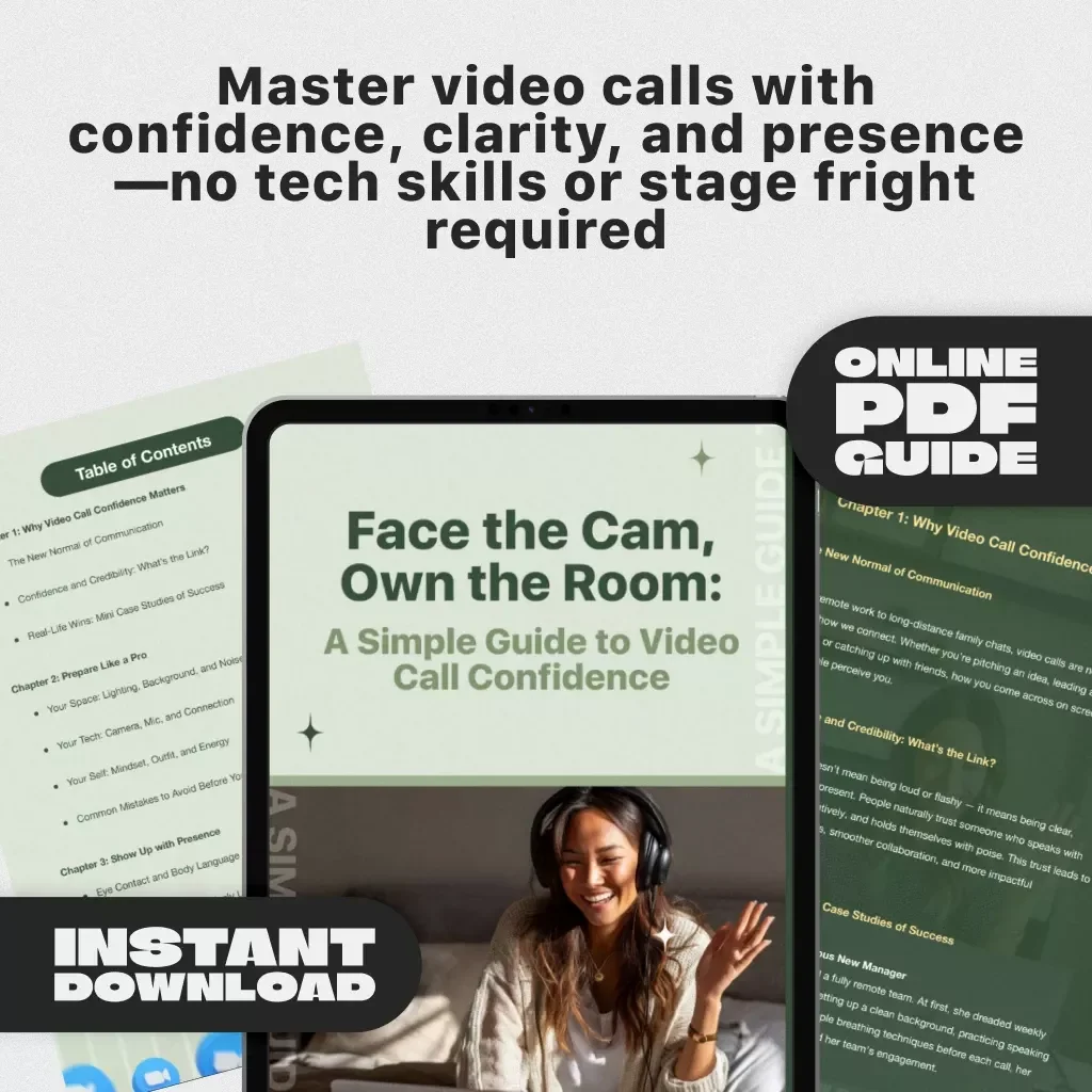 Face the Cam, Own the Room: A Simple Guide to Video Call Confidence | How to Be Confident on Video Call | Video Meeting Confidence eBook