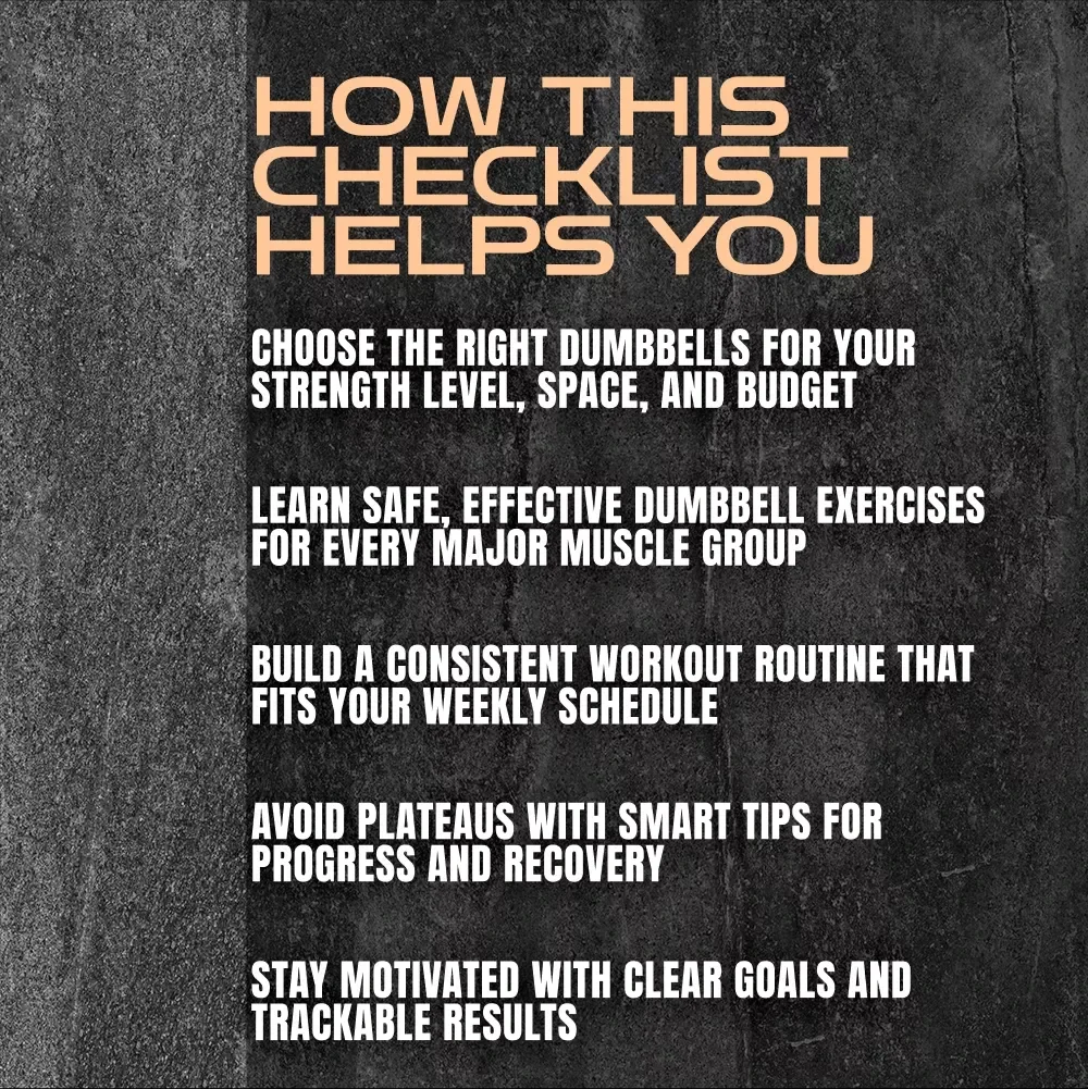 Dumbbell Power-Up Checklist: Your Step-by-Step Strength Success Plan | Printable Dumbbell Workout Routine Guide for Beginners