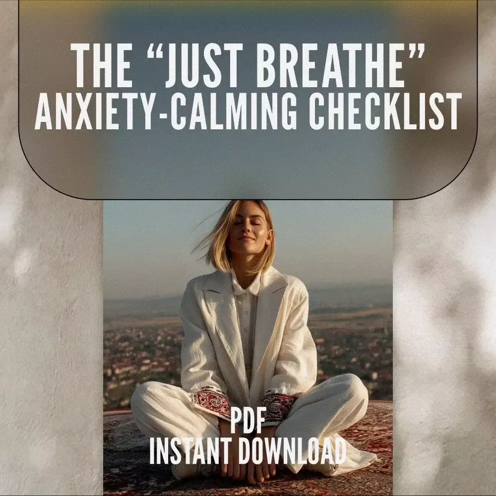 The “Just Breathe” Anxiety-Calming Checklist | Breathing Techniques for Anxiety Digital Download