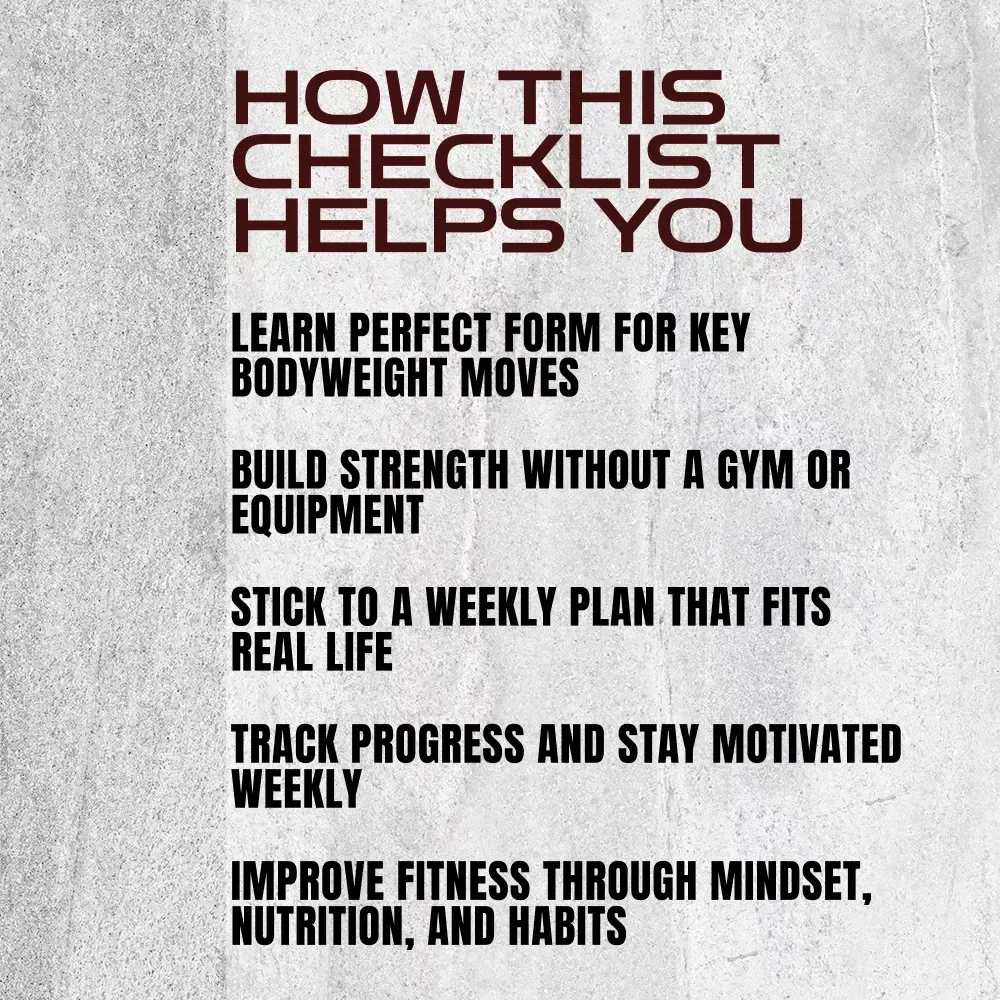 The Bodyweight Blueprint: Your Calisthenics Kickstart Checklist – Digital Calisthenics Workout Routine for Beginners | Printable Fitness Guide