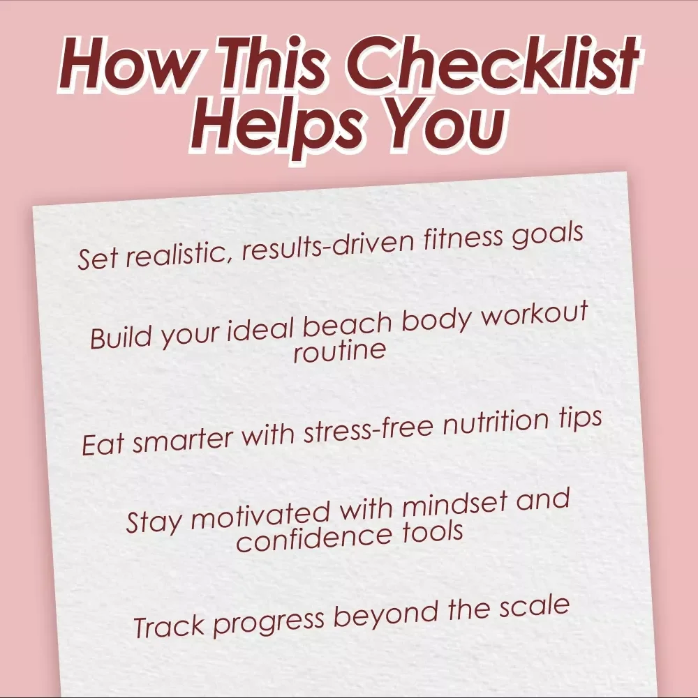 The Beach Body Blueprint Checklist: 21 Steps to Sculpt, Shine & Slay | Digital Download for Beach Body Workout Goals, Fitness Guide, Wellness Planner