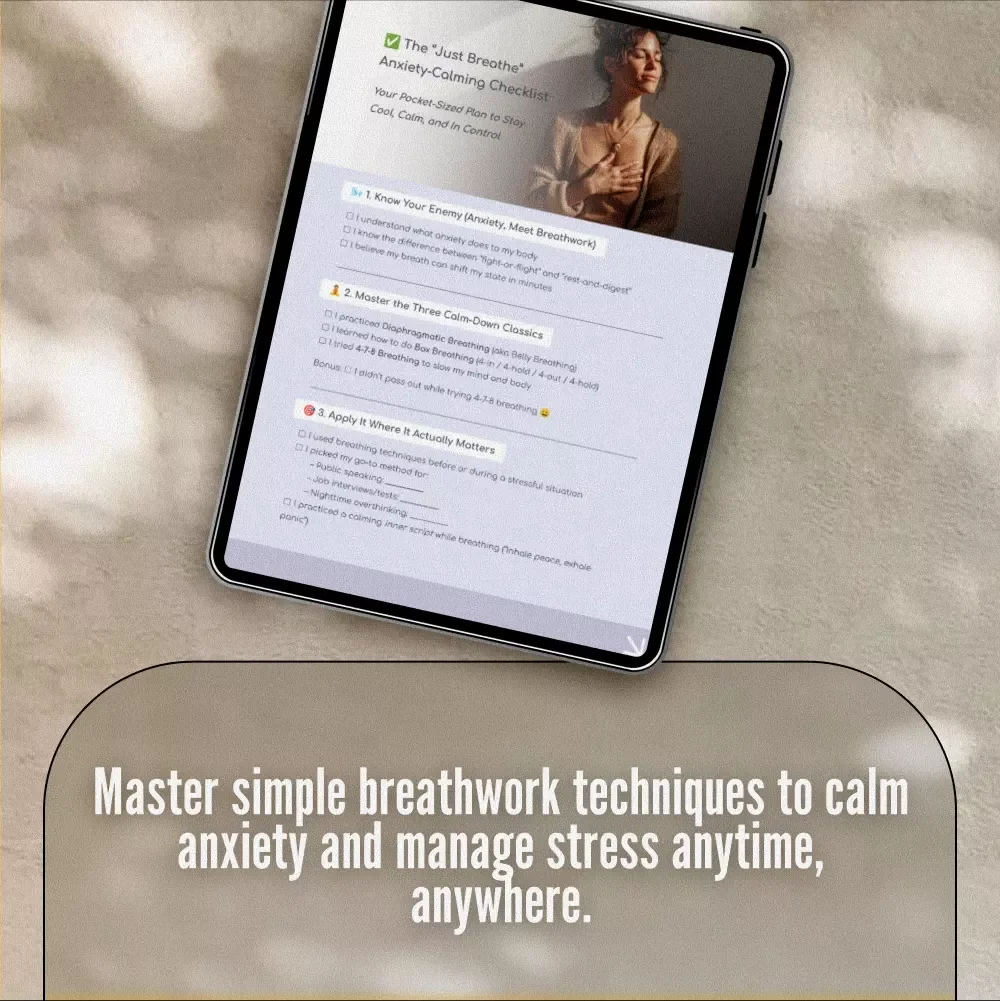 The “Just Breathe” Anxiety-Calming Checklist | Breathing Techniques for Anxiety Digital Download