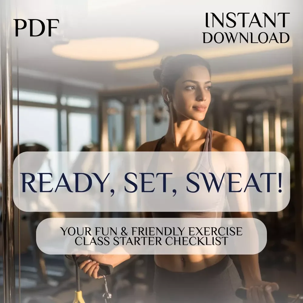 “Ready, Set, Sweat!” – Your Fun & Friendly Exercise Class Starter Checklist | Digital Fitness Class Guide & Checklist for Beginners | Exercise Classes Planning Printable