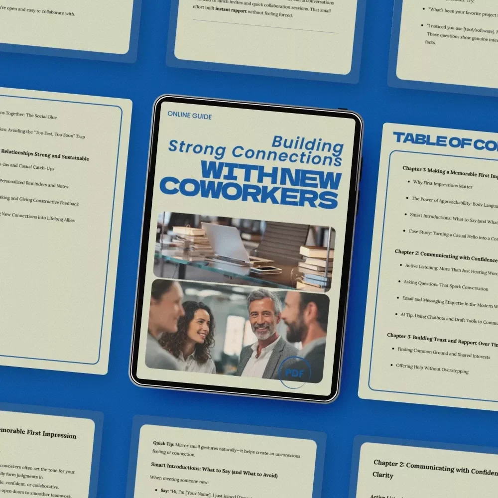 Building Strong Connections with New Coworkers – A Practical Guide on how to build relationships with new coworkers, Workplace Communication & Networking Success