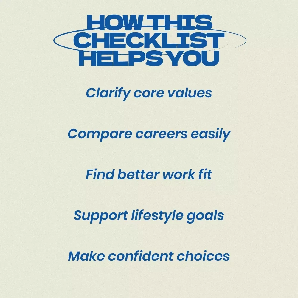 Align Your Job With Your Personal Values Checklist, personal values when choosing a career, Career Alignment Digital Download, Printable Career Decision Tool, Values-Based Career Guide