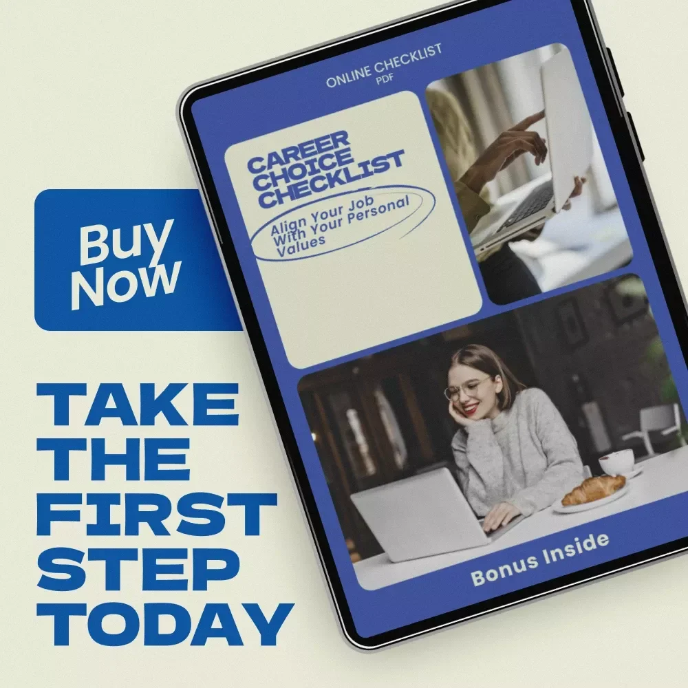 Align Your Job With Your Personal Values Checklist, personal values when choosing a career, Career Alignment Digital Download, Printable Career Decision Tool, Values-Based Career Guide