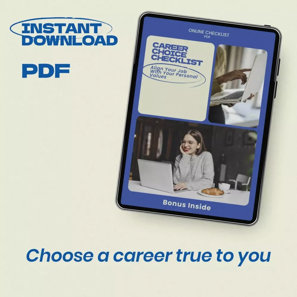 Align Your Job With Your Personal Values Checklist, personal values when choosing a career, Career Alignment Digital Download, Printable Career Decision Tool, Values-Based Career Guide