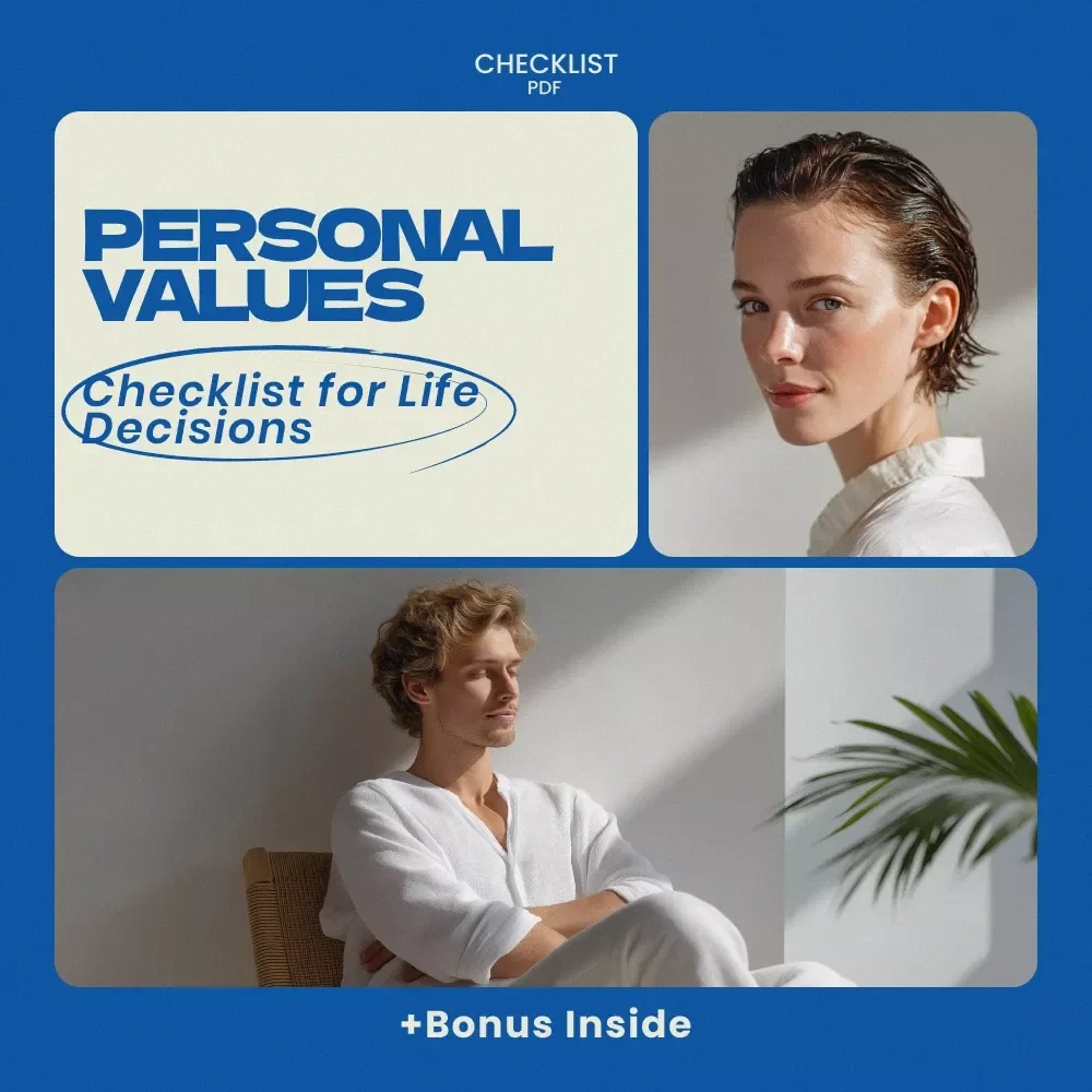Personal Values Checklist for Life Decisions, personal values list for life decisions, Printable Self-Discovery Worksheet, Decision-Making Tool, Digital Download