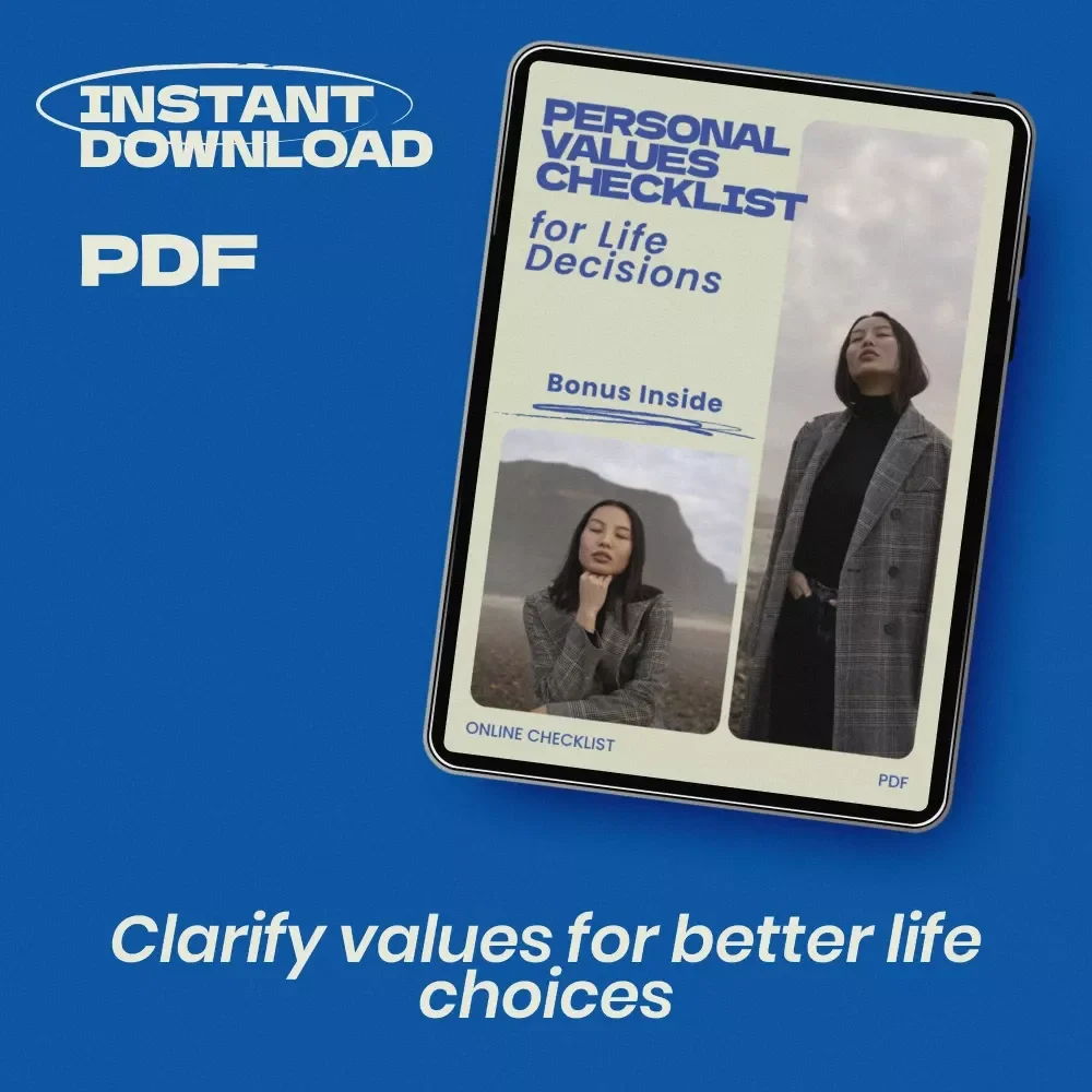 Personal Values Checklist for Life Decisions, personal values list for life decisions, Printable Self-Discovery Worksheet, Decision-Making Tool, Digital Download