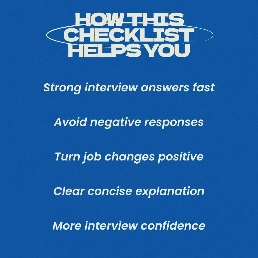 Answering “Why Are You Leaving Your Job?” Checklist – How to Answer Why You Are Leaving Your Job in Interviews, Job Change Preparation Guide, Career Transition Interview Prep Digital Download