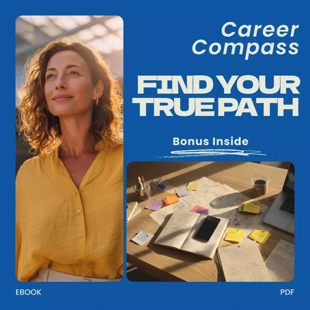 Career Compass: Find Your True Path — Practical Guide on how to figure out what you really want in a career | Self-Discovery Career Planning eBook | Digital Download Workbook for Career Clarity