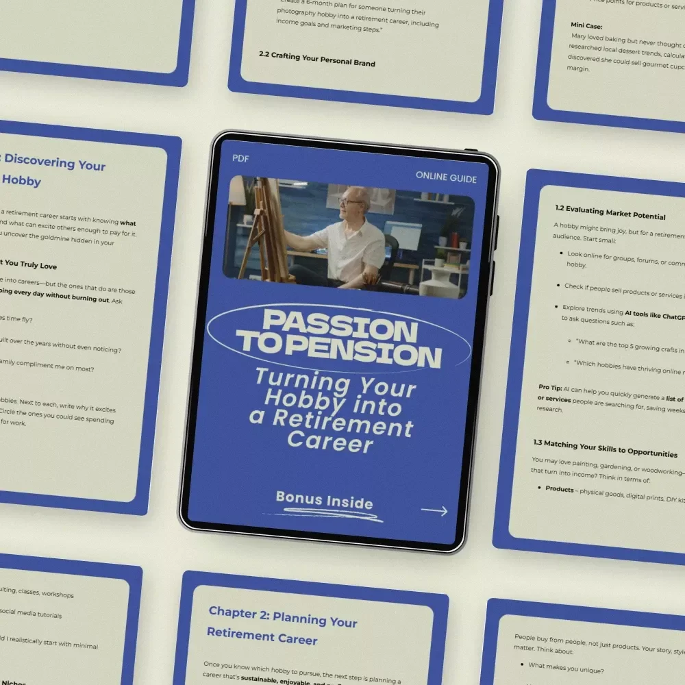 Passion to Pension: Turning Your Hobby into a Retirement Career | Guide on how to turn a hobby into a retirement career | Etsy Digital Download