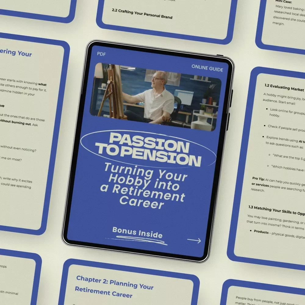 Passion to Pension: Turning Your Hobby into a Retirement Career | Guide on how to turn a hobby into a retirement career | Etsy Digital Download