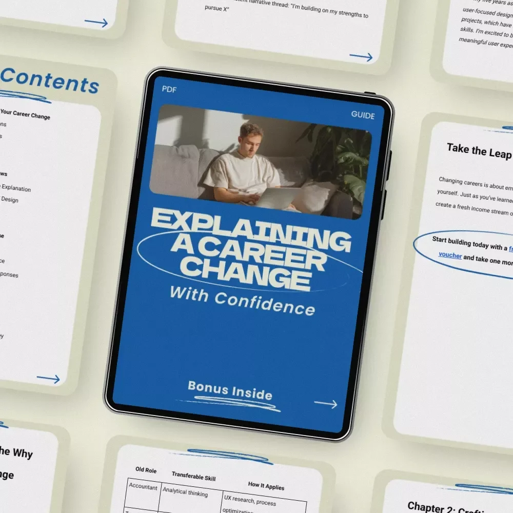 Explaining a Career Change With Confidence – Complete Guide on how to explain a career change in an interview, Career Transition Workbook & Interview Prep Toolkit