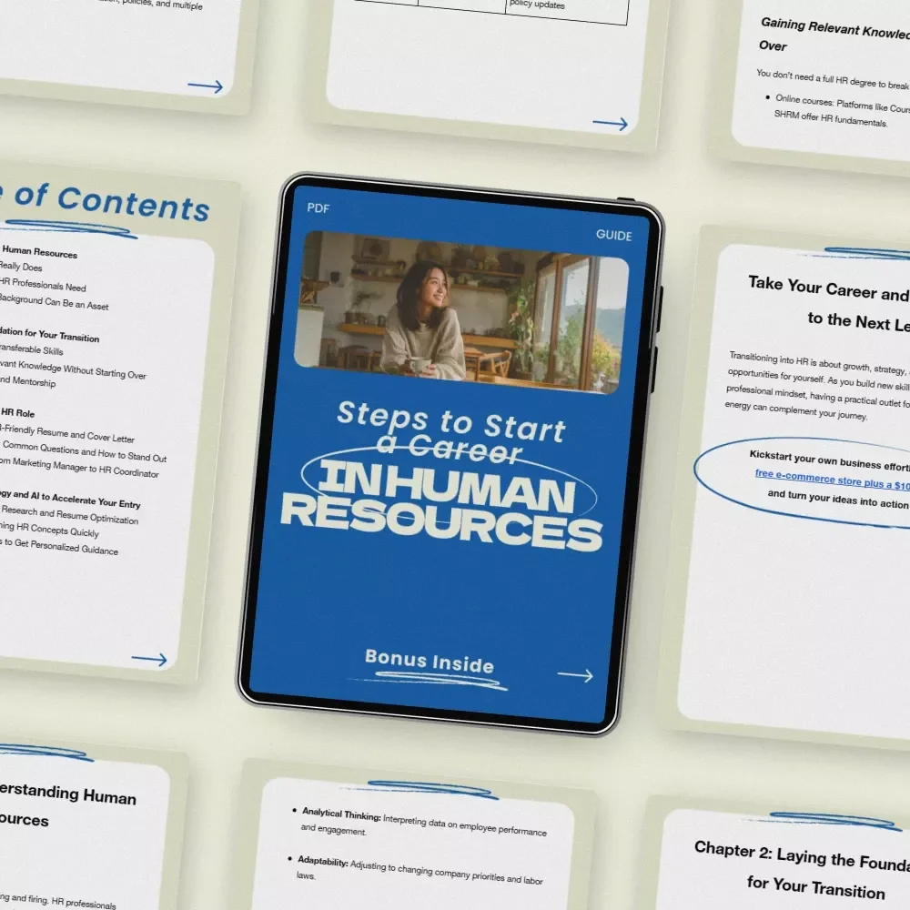 Steps to Start a Career in Human Resources Guide | How to Get Into Human Resources from Another Field | Career Change HR eBook, Beginner HR Roadmap