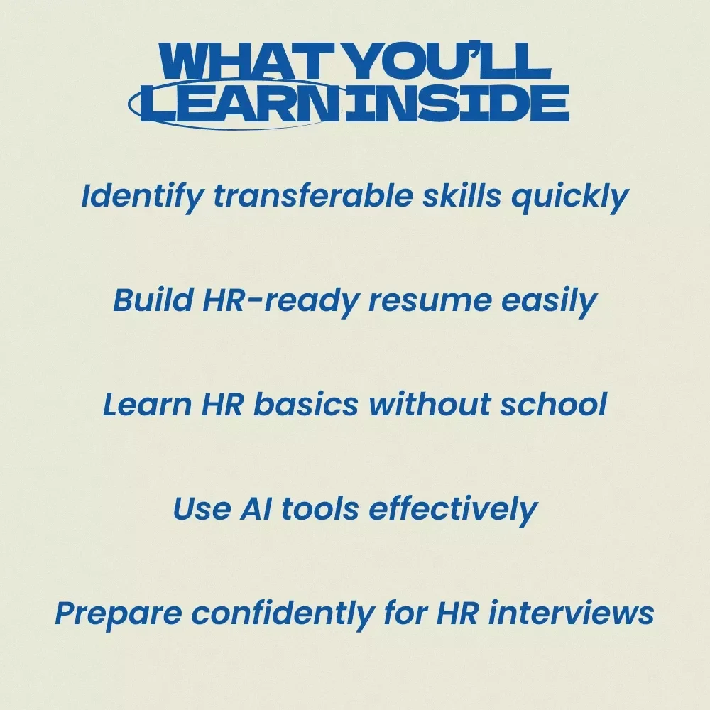Steps to Start a Career in Human Resources Guide | How to Get Into Human Resources from Another Field | Career Change HR eBook, Beginner HR Roadmap