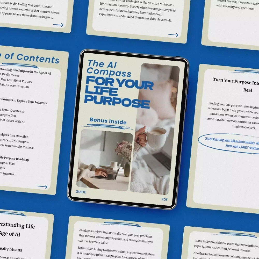 The AI Compass for Your Life Purpose – AI Prompts for Finding Life Purpose Guide, Self Discovery Workbook, Digital Download for Clarity & Direction
