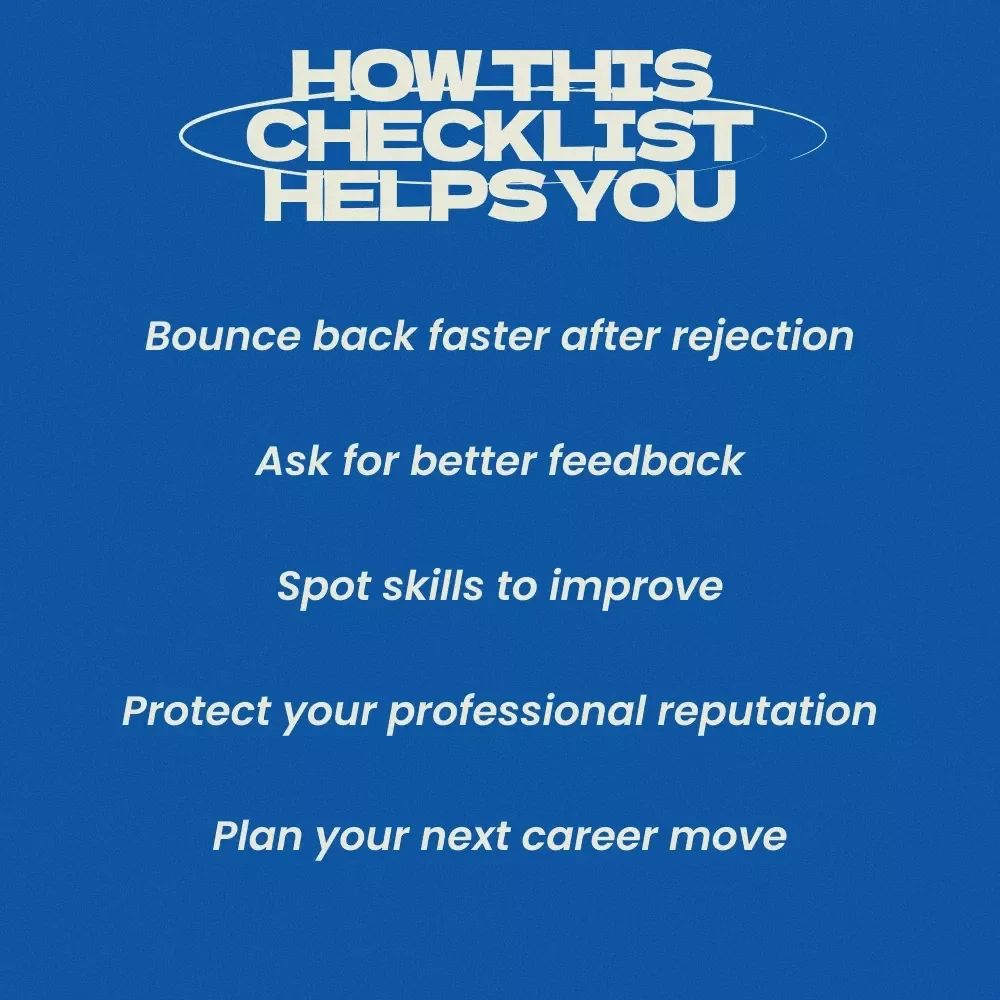 Rejection Recovery Checklist for Career Growth – How to Handle Not Getting an Internal Job, Career Resilience Guide, Workplace Growth Checklist, Professional Development Digital Download