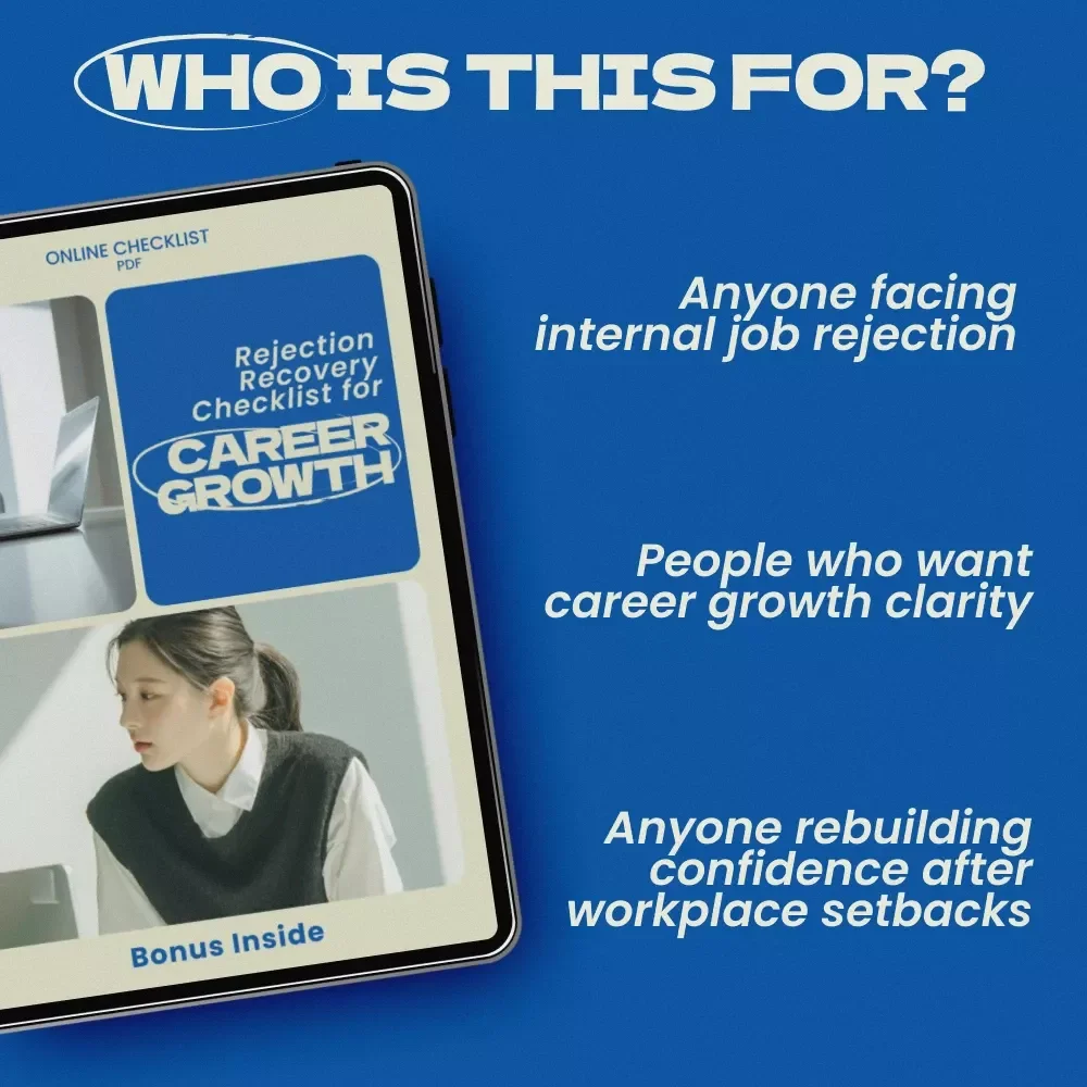 Rejection Recovery Checklist for Career Growth – How to Handle Not Getting an Internal Job, Career Resilience Guide, Workplace Growth Checklist, Professional Development Digital Download