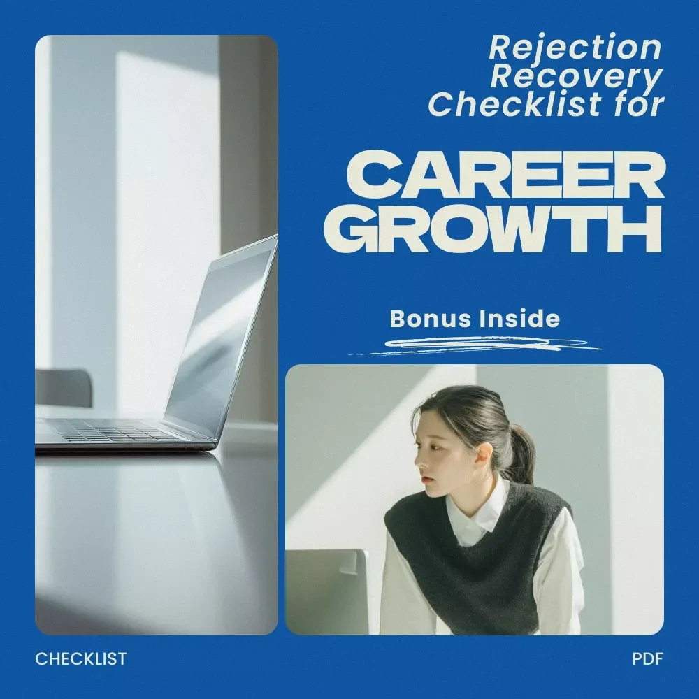 Rejection Recovery Checklist for Career Growth – How to Handle Not Getting an Internal Job, Career Resilience Guide, Workplace Growth Checklist, Professional Development Digital Download