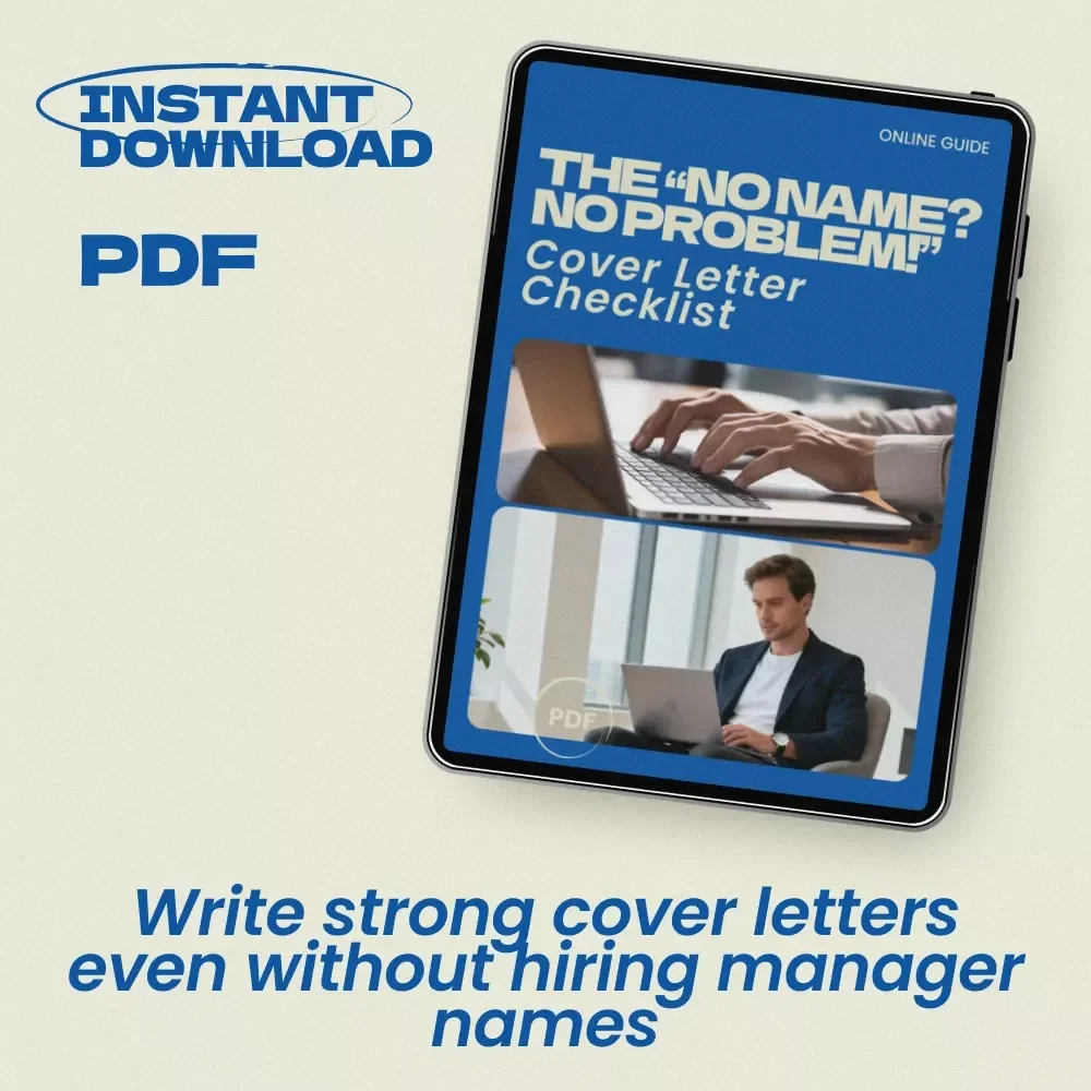 The “No Name? No Problem!” Cover Letter Checklist – How to Address a Cover Letter With No Name | Job Application Guide, Hiring Manager Greeting Tips, Career Resource Digital Download